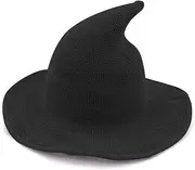 Kaariss Womens Witch Hat Knitted Wool Cap for Halloween Party Masquerade Cosplay Costume Accessory and Daily