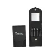 TWEEZIA Stainless Steel Tweezer Set - 4 Precision Tweezers with Mirror & Leat...