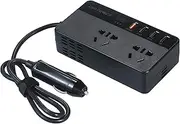 EZONEDEAL 150W Car Power Inverter DC 12V to 220V AC, 2 AC Sockets, 4 USB Ports, Black, 1 Pack