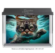 Underwater Focused Cat Polyester Fish Tank Glass Backdrop Aquarium Background
