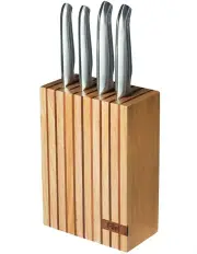 [Furi] Wooden 5 Piece Knife Block Set in Natural/Stainless Steel
