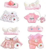 4 Set Clothes for Stuffed Animals Plush Stuffed Animal Clothes for Duck with Headbands, T-Shirts, Skirts and Bags DIY Animal Accessories for Kids to Improve Hands-On Skills