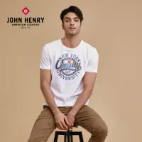 在飛比找momo購物網優惠-【JOHN HENRY】純棉紐約大學字母印花短袖T恤-白