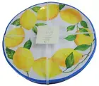 Bungalow No 10 Blue White Yellow Lemon 11" Melamine Dinner Plate Set 4 NWT