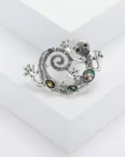 Lizard abalone shell pin brooch
