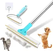 Carpet Rake for Pet Hair Removal, Adjustable Long Handle Lint Remover with Innovative Metal Edge, Dog Cat Fur Remover Brush Broom for Rug, Furniture, Couch, Car Mats, Stairs