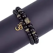 [BOSUGE] Exquisite bracelet,bracelet， Vintage Beadbracelet Black AgateYoga Bracelet For Women Men Jewelry Pulsera Gifts-Gold-Color,19Cm ( Color : Goldcolor )