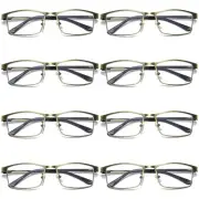 8 PK Mens Spring Hinge Metal Frame Blue Light Blocking Reading Glasses Readers