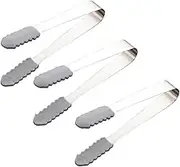 PartyKindom 3Pcs Toothed Stainless Steel Ice Tongs Versatile Food Serving Clip for Ice Cubes Sugar Cubes Lemon Slices and More for Home Buffet and BBQ Use