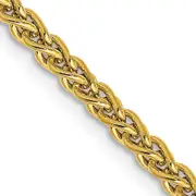 14K Yellow Gold 20 Inch 2.75mm Semi-Solid Wheat With Lobster Clasp Chain