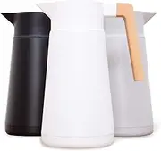 Large Thermal Coffee Carafe - Stainless Steel, Double Walled Thermal Pots for Coffee and Teas by Hastings Collective - White, Vacuum Carafes with Removable Tea Infuser and Strainer | 68 Oz.