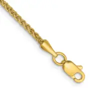 14k Yellow Gold 1.55mm Semi-Solid Wheat Anklet 9" 1.41g Gift for Mother