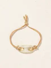 [Jenna Blake] Jenna Blake - 18-karat Gold, Nubuck And Diamond Bracelet - One size One size Gold