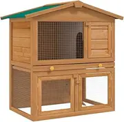 Outdoor Rabbit Hutch Small Animal House Pet Cage 3 Doors Wood
