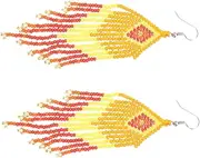 [CATIEBYE] 1pair Bohemian Beaded Tassel Earrings for Women Handmade Ethnic Style Dangle Jewelry for Parties and Dance Lightweight and Unique Design