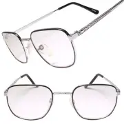 Square Silver Frame Old School True Vintage 80s 90s Reader 2.50 Reading Glasses