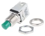 4x Apem 1200-SERIES PUSH-BUTTON SWITCHES 2A 1-Pole Momentary 1NO, Plunger GREEN