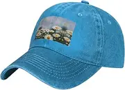 [MDATT] Daisy Flowers Baseball Cap Adjustable Twill Bulk with Ponytail Hole Washed Dad Hat for Men Women