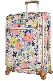 [Lily Bloom] Design Pattern Luggage 24 Inches Softside Expandable Suitcase With 4-Rolling Spinner Wheels For Woman - Durable Mid-sized Lightweight Checked Bag, Trop Pineapple, 24in