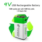 9V Li-ion USB Rechargeable 650mWh Battery Battery Pack Fast Charge Type C Cable