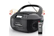 CD Player Boombox Cassette Player Combo with Bluetooth,AM/FM Radio,Stereo Sound with Remote Control,AUX/USB Drive,Tape Recording,AC/DC Powered,Headphone Jack,LCD Display for Home, s,Gift black