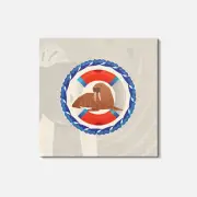 Walrus Label Animal 4'' X 4'' Square Wooden Coaster