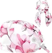 [YTYVAGT] Scrub Caps Women,Scrub Hats Suitable for Women,Flowers Pink Plant Floral