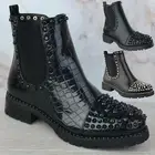Ladies Womens Studded Flat Low Chelsea Ankle Boots Chunky Block Heels Shoes Size