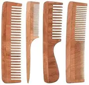 BEAUTRISTRO Neem Wood Comb For Hair Growth | Hair comb set combo for Women & Men | Kachi Neem Kangi | Kanghi for Hair (Pack of 4)