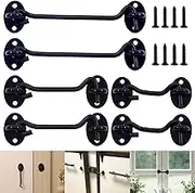 6 Pack Barn Door Latch Set 2'', 4'', 6'' Heavy Duty Coated Stainless Steel Solid Gate Latch Lock with Mounting Screws Cabin Hooks and Eye Latch for Window, Sliding Door, Bedroom