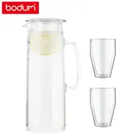在飛比找momo購物網優惠-【Bodum】玻璃冷水瓶杯組-含濾網過濾器/透明上蓋-120