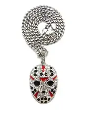 Ice Bling 21 SAVAGE JASON MASK Pendant With 5mm Stainless Steel Cuban Chain