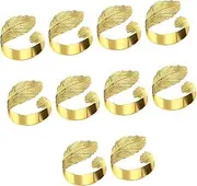 JISADER 10 Pieces Leaf Napkin Rings Decorative Napkin Holder Buckles Dinner Table Decoration for Gatherings, Gold