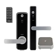 Yale Unity Entrance Lock Kit w/ Screen Door Lock Keypad and Connect Plus Silver