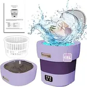 Mini Washing Machine, 15L 2-in-1 Camping Washing Machine, Small Washing Machine, Deep Cleaning of Underwear, Baby Clothes, Small Clothes for Homes, Dormitories, Hotel, Purple