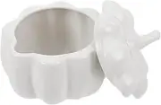 OKUMEYR Pumpkin Covered Bowl Halloween Dessert Bowl Pumpkin Shaped Bowls Pumpkin Storage Pot Umpkin Serving Dish Pumpkin Soup Bowl Pumpkin Canisters Pumpkin Candy Dish White Ceramics