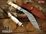HUNTEX Handmade Damascus Blade 38 cm Long Camel Bone Handle Hunting Kukri Knife