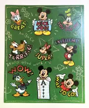 Vintage Gibson Mickey & Friends Stickers Teacher Reward Grading A+ Great!