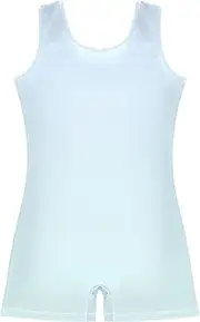 [GAIGEO] Elegant Blue Light Cyan Gradient Leotards for Gymnastics Toddler Girls Unitard Active Dance Outfit with Shorts 2-3t
