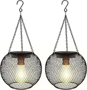 2Pack Solar Lanterns Outdoor, Upgraded Solar Lights for Outside Decorative Outdoor Hanging Lights Waterproof Solar Lantern Lighting for Yard Patio Pathway Tree Garden Decor, Warm White