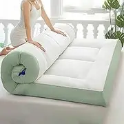 5cm Thick Tatami Floor Mattress, Medium Plush, Foldable, Breathable, Portable, Japanese Thick Tatami Mattress, Single Double Student Dormitory Home Mat(Green,Single(90 * 200cm))