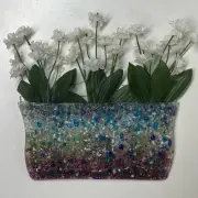 7x3.5” Fused Glass Wall Vase Glass Pocket Fresh Flowers Curley Mill Studio NEW