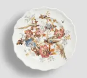 ONE Plate Pottery Barn PIPER FLORAL Bird SALAD Plate Scalloped Edge 8.75 ”