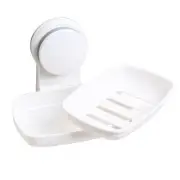 Wall Mounted Soap Dish Suction Cup Sponge Holder with Cups Shower