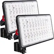 2 Pack 200W LED Flood Light 3000K Warm White, Outside Flood Light, Plug in Floodlight, 18000LM Super Bright Outdoor Security Lights, IP66 Waterproof Floodlights for Yard, Garage, Garden, Lawn