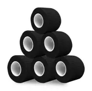 6 Rolls Self Adhesive Bandage Wraps, 2 Inch x 5 Yards Cohesive Vet Tape, Black