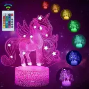 Unicorn Night Light Kids 3D Lamp 16 Colors Remote Control Adjustable Decor