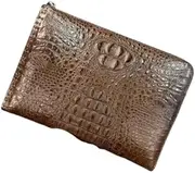 [CBLdF] Authentic Exotic Alligator Leather Men's Brown ZIP Wristlets Clutch Bag Genuine Real Crocodile Skin Male Large ZIP Card Purse