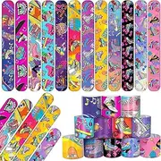 YYMYMGJ 48PCS Roller Skate Party Favors Slap Bracelets, Roller Skate Wristbands Bracelets Goodie Bag Fillers Throwback 90s Roller Skating Hip Hop Birthday Decorations Supplies for Kids Adults