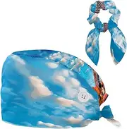 [YTYVAGT] Scrub Caps Women,Scrub Hats Suitable for Women,Eiffel Tower Trees Sky